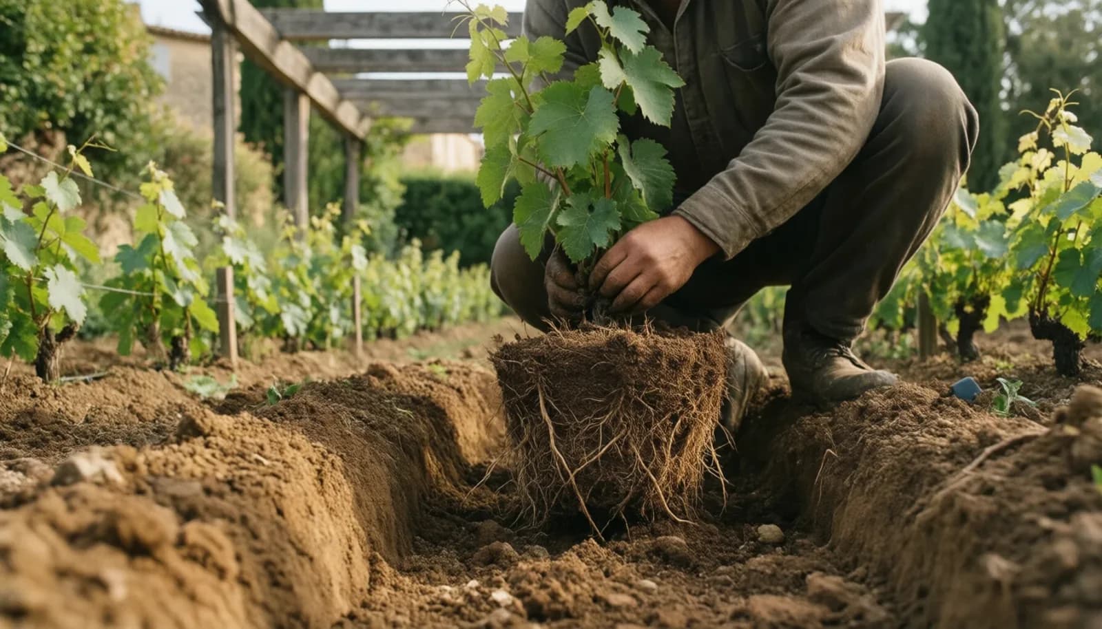 Planter une vigne : la bonne période, le bon trou et les erreurs qui la font végéter
