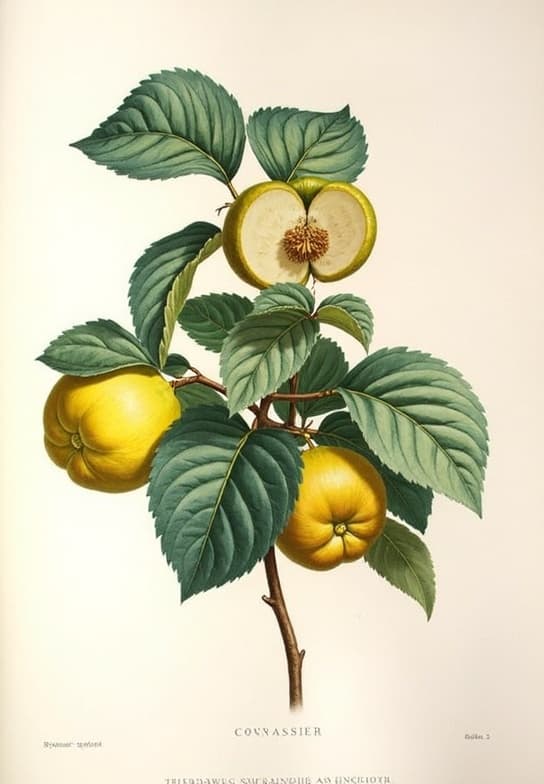 Cognassier - illustration botanique